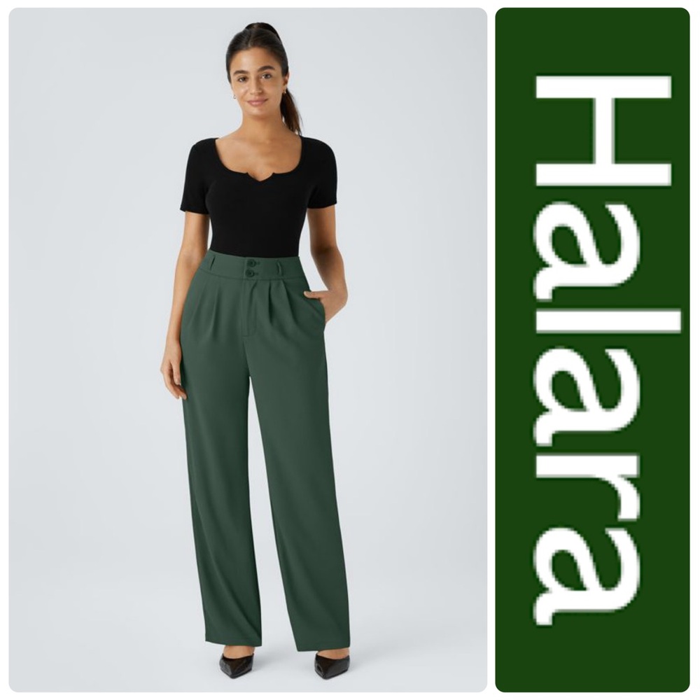 HALARA Green Halara Flex High Waisted Zipper Straight Leg Work Pants